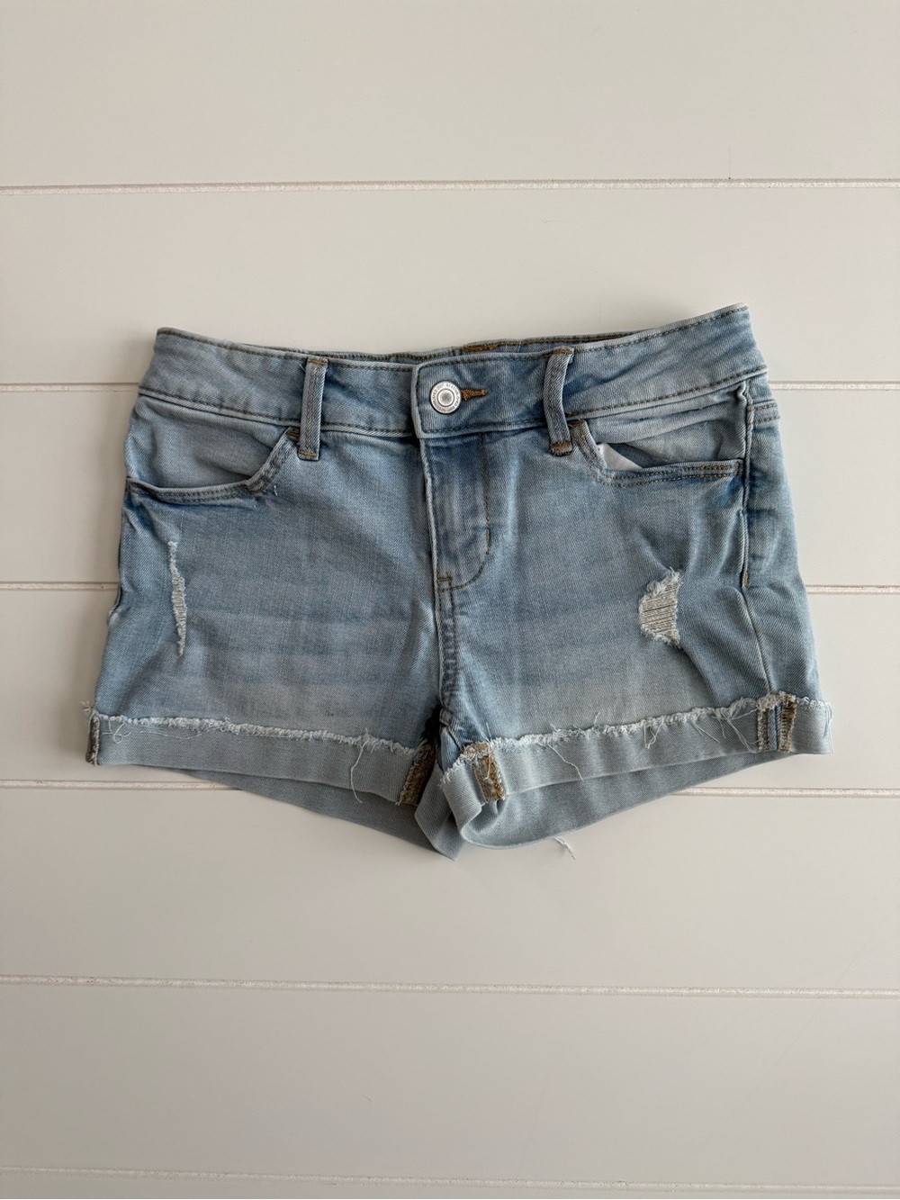 SO Light Blue Distressed Denim Jean Shorts